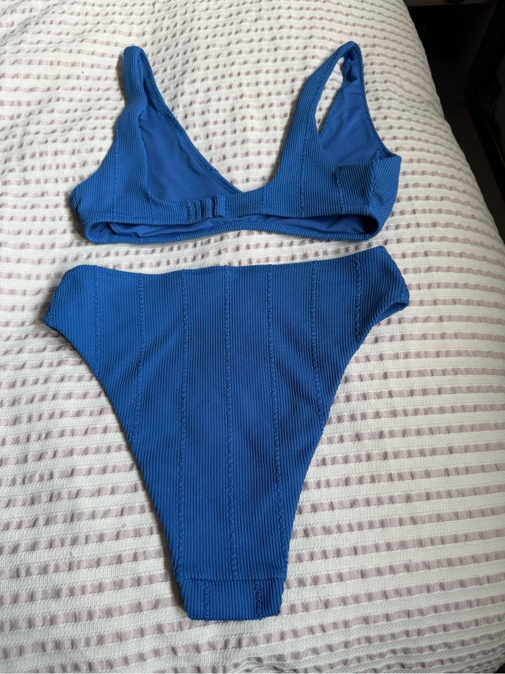 Aerie Real Good Swim Line -2022- Ribbed  Swim Set Blue Plunge